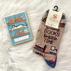 Cat Lover Reader Set So Many Books So Little Time socks & book plates Socksmith